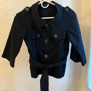 Theory Cropped Navy Pea Coat